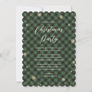 Green Buffalo Plaid Christmas Party Invitation