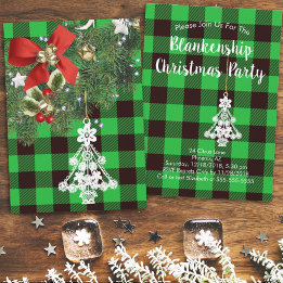 Green Buffalo Plaid Custom Christmas Tree  Holiday Card