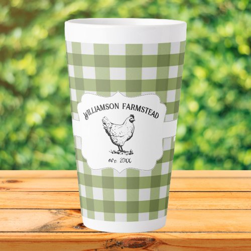 Green Buffalo Plaid Farm Chicken Latte Mug
