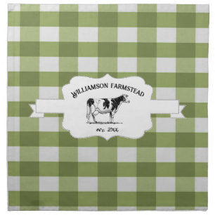Green Buffalo Plaid Farm Cow Cloth Napkin