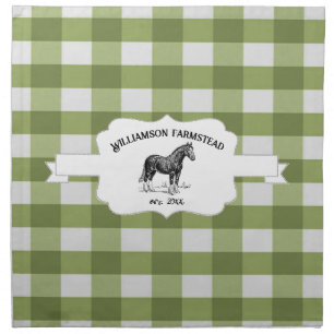 Green Buffalo Plaid Farm Horse Cloth Napkin