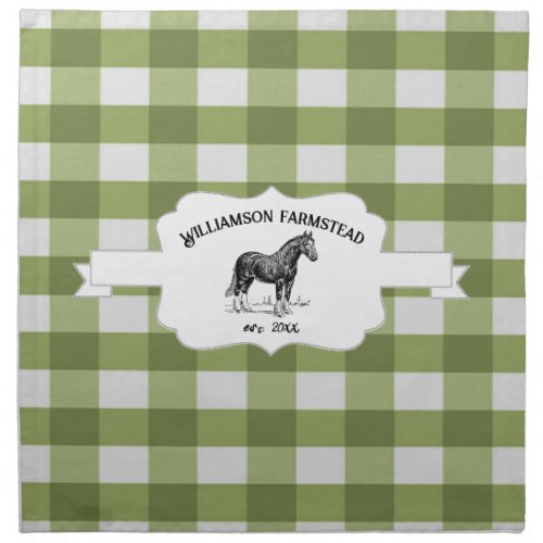Green Buffalo Plaid Farm Horse Cloth Napkin