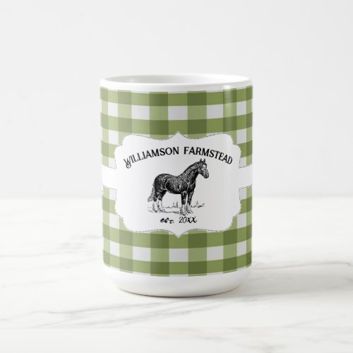 Green Buffalo Plaid Farm Horse Coffee Mug