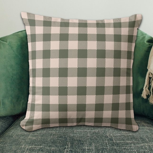 Green Buffalo Plaid Farmhouse Throw Pillow (Creator Uploaded)