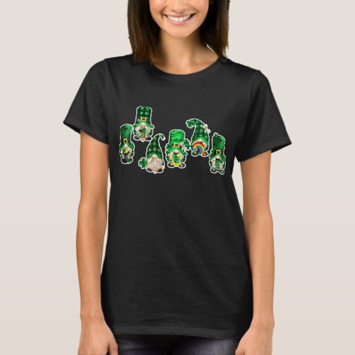 Green Buffalo Plaid Gnomes Lucky T_Shirt