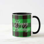 Green Buffalo Plaid Happy Holidays Mug<br><div class="desc">Want to decorate for the holidays but not sure if your guests celebrate Christmas,  Hanukkah,  Kwanzaa,  etc?  Play if safe with this Happy Holidays mug.   If needed,  text along with font,  font size,  and font color can all be changed to fit your needs.</div>