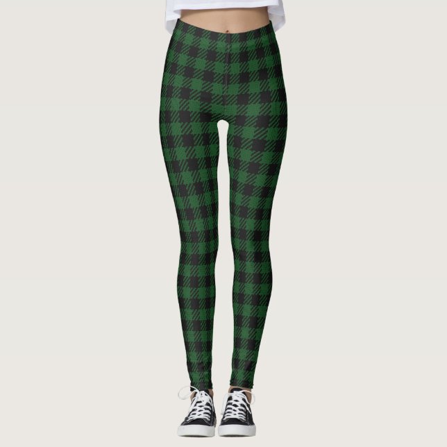 Green Buffalo Plaid Leggings (Front)