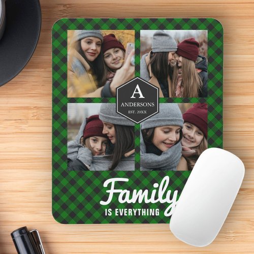 Green Buffalo Plaid Lumberjack Photo Collage Mouse Pad