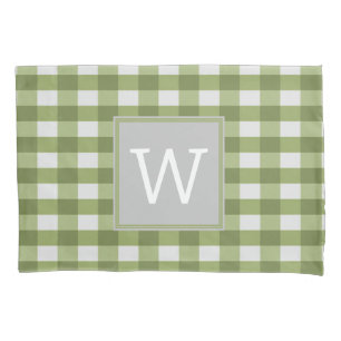 Green Buffalo Plaid Monogram Pillowcase