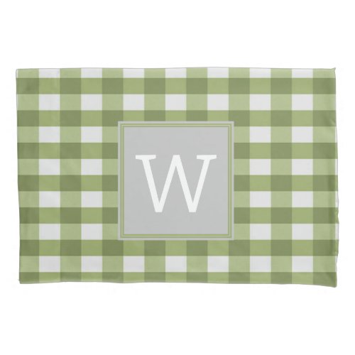 Green Buffalo Plaid Monogram Pillowcase