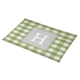 Green Buffalo Plaid Monogram Placemat