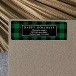 Green Buffalo Plaid Pattern Christmas Card Label<br><div class="desc">These green buffalo plaid pattern Christmas return address labels are perfect for a traditional holiday card or invitation. The design features a classic green and black buffalo plaid pattern.</div>