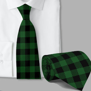 Green Buffalo Plaid Pattern Winter Theme Neck Tie