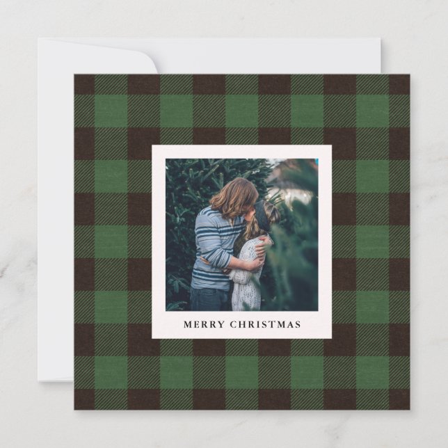 Green Buffalo Plaid | Photo for Christmas Holiday Card (Front)