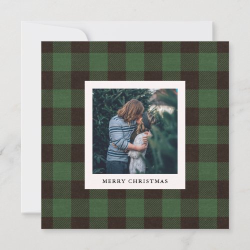 Green Buffalo Plaid  Photo for Christmas Holiday Card