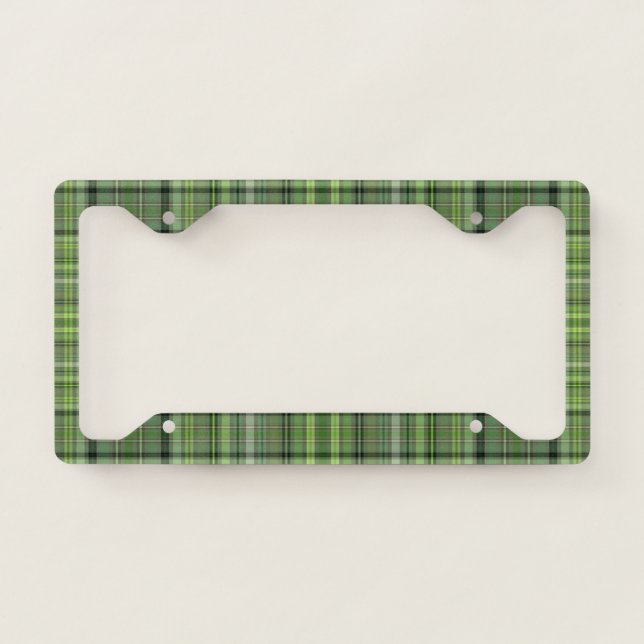 Green Buffalo Plaid Print License Plate Frame (Front)