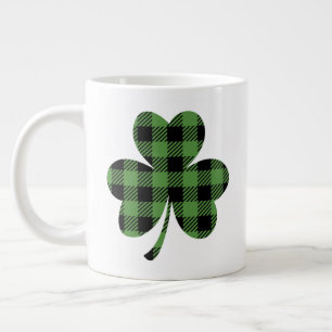 Green Buffalo Plaid Shamrock Clover Design-61104 Giant Coffee Mug