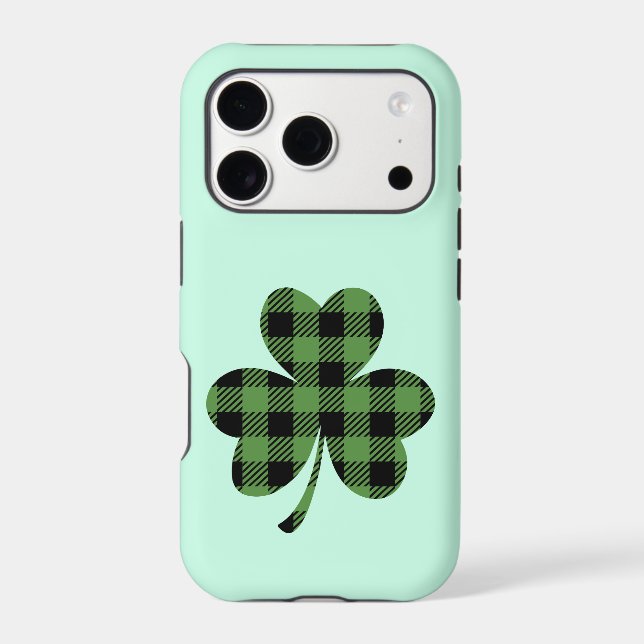 Green Buffalo Plaid Shamrock Clover Design-61104 iPhone Case (Back)
