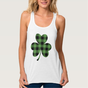 Green Buffalo Plaid Shamrock Clover Design-61104 Tank Top