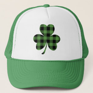 Green Buffalo Plaid Shamrock Clover Design-61104 Trucker Hat