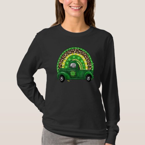 Green Buffalo Plaid Shamrock Pickup Truck St Patri T_Shirt