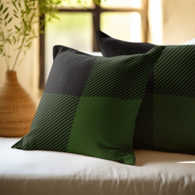 Green Buffalo Plaid Throw Pillow (Creator Uploaded)
