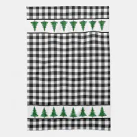 Personalized Christmas Tree Kitchen Towel, Buffalo Plaid Leopard