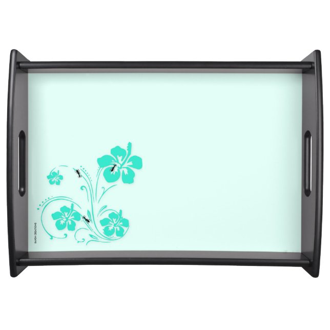 Green Bug off Leaves Tray Large Black (Front)