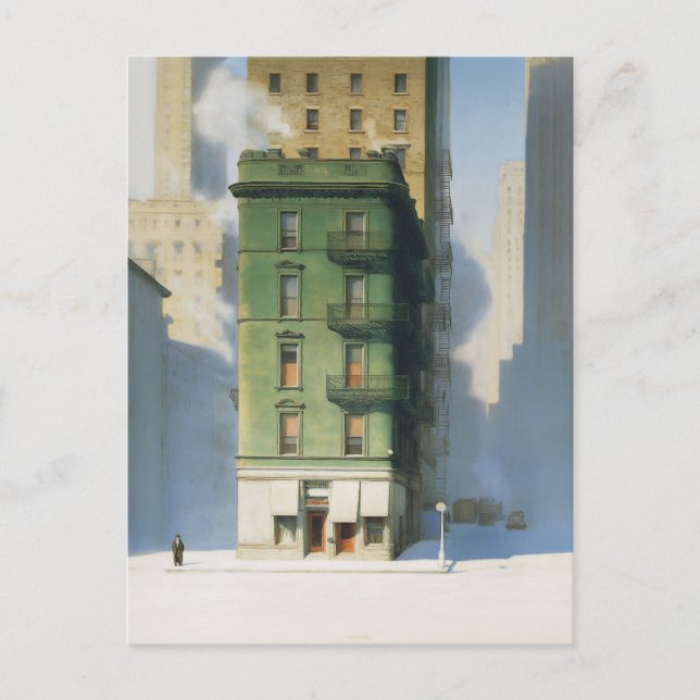 Green Building in New York Winter Postcard (Front)