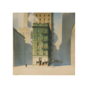 Green Building in New York Winter Wood Wall Art