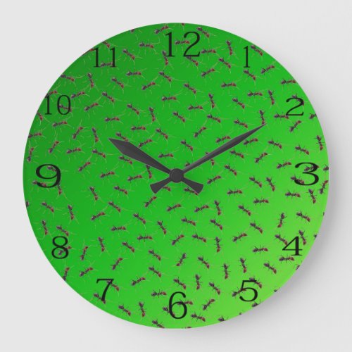 Green Bull Ants Design Large Clock
