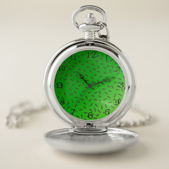 Green Bull Ants Design,  Pocket Watch (Inside)
