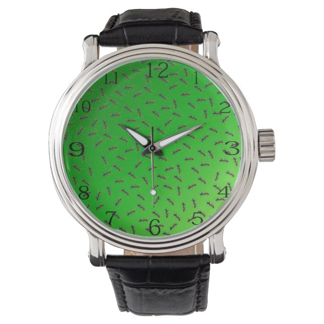 Green Bull Ants Design,  Wrist Watch (Front)