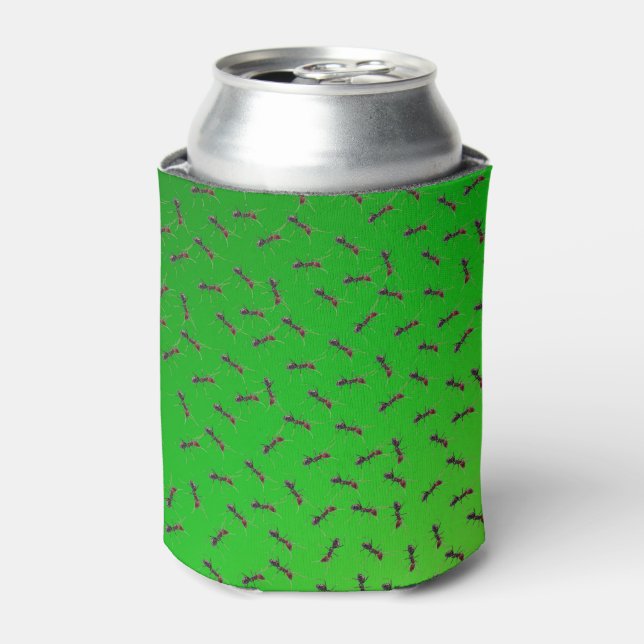 Green Bull Ants Pattern Can Cooler (Can Front)