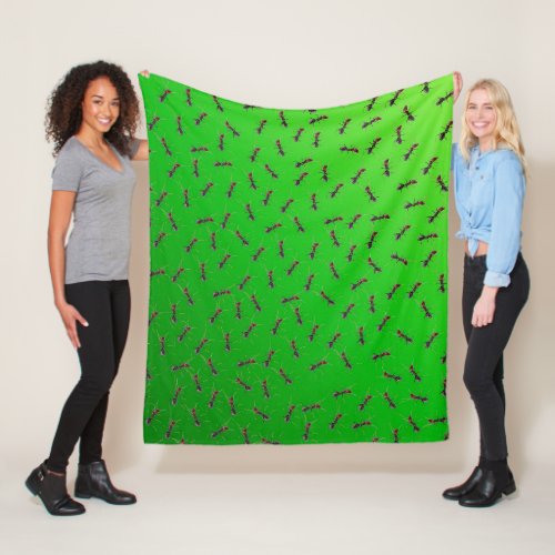 Green Bull Ants Swarming  Fleece Blanket