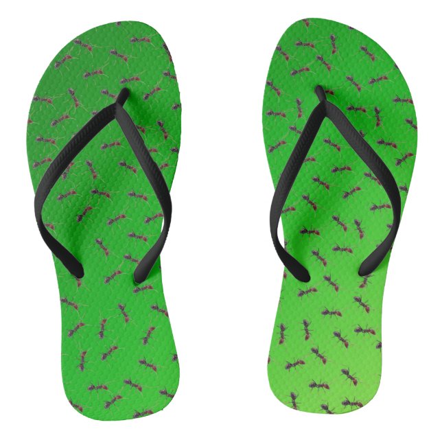 Green Bull Ants Swarming, Flip Flops (Footbed)