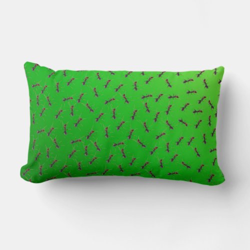 Green Bull Ants Swarming    Lumbar Pillow