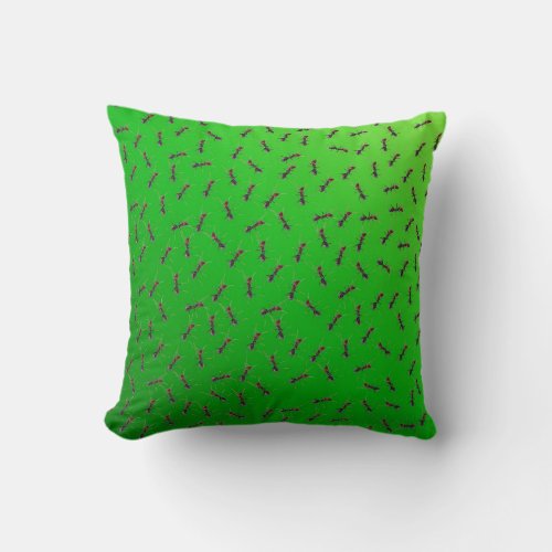 Green Bull Ants Swarming   Throw Pillow