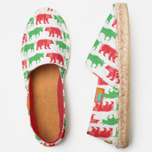 Green Bull & Red Bear, DIY Color Canvas White Espadrilles