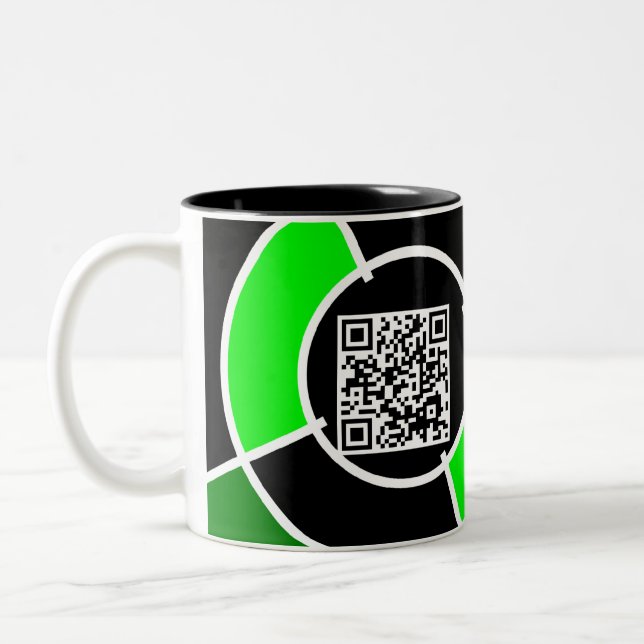 green bullseye QR code Two-Tone Coffee Mug (Left)