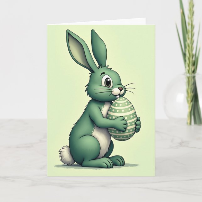 Green Bunny Egg Holiday Card (Front)