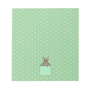 green bunny-in-the-box notepad