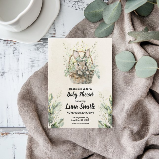 Green Bunny Rabbit Baby Shower  Invitation (Creator Uploaded)