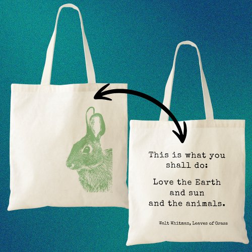 Green Bunny Simple Stamped Eco_Friendly Quote Tote Bag