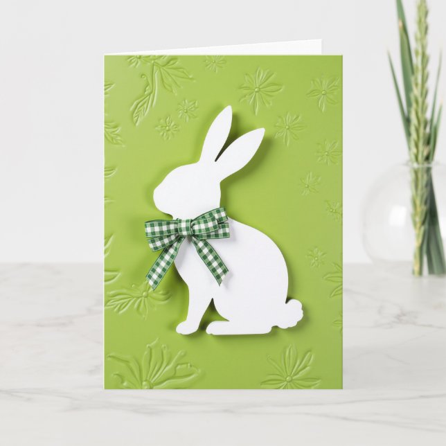 Green Bunny Springtime Card (Front)