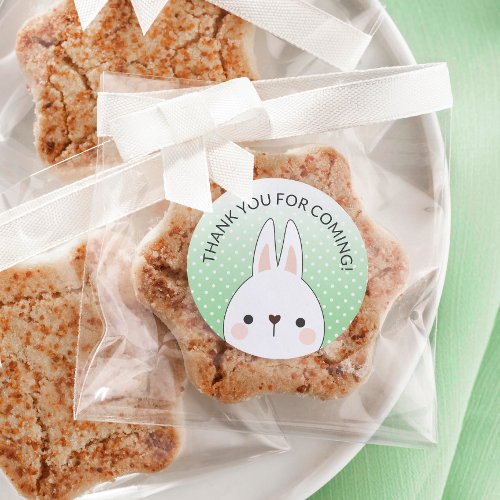 Green Bunny Themed Neutral Baby Shower Thank You Classic Round Sticker