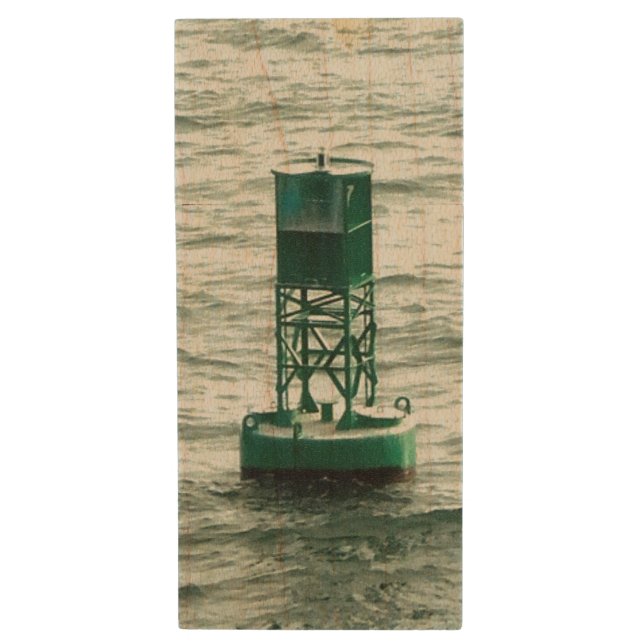 Green Buoy Wood Flash Drive (Front Vertical)