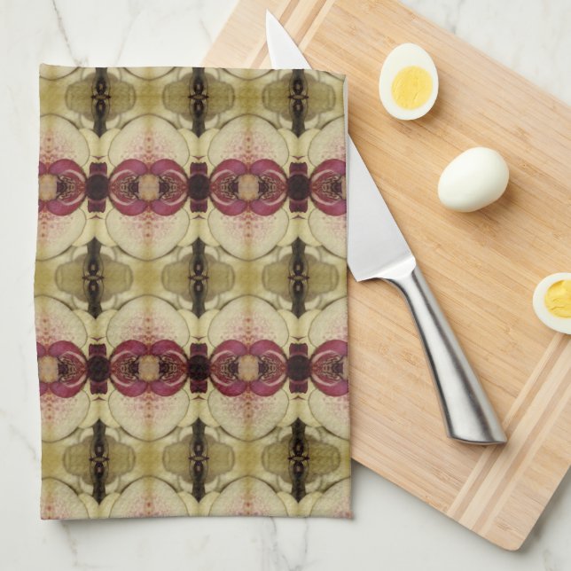 Green Burgundy and Beige Kitchen Towel (Quarter Fold)