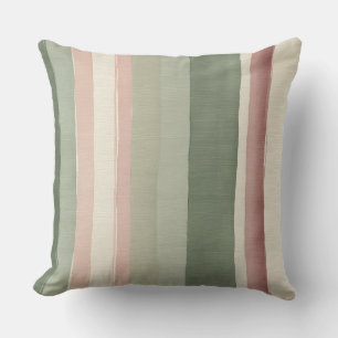 green burgundy beige and pink stripes throw pillow