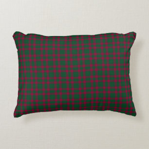 Green Burgundy Plaid Pattern Accent Pillow